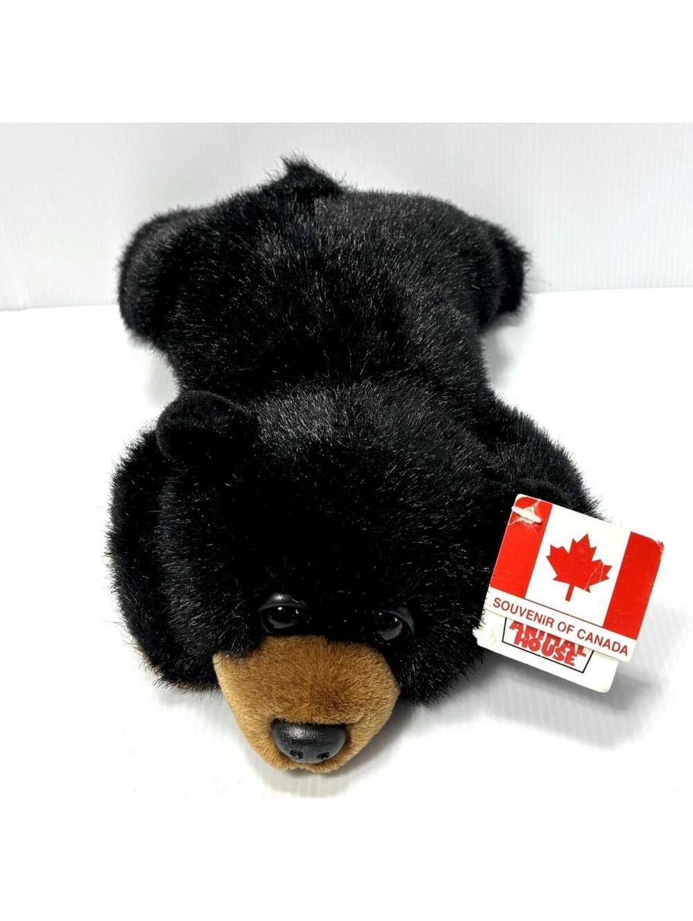 Souvenir of Canada Black Bear Plush Floppy Bear 10" North House Stuffed Toy NWT